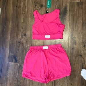 NWT Size large pink tank top and shorts set